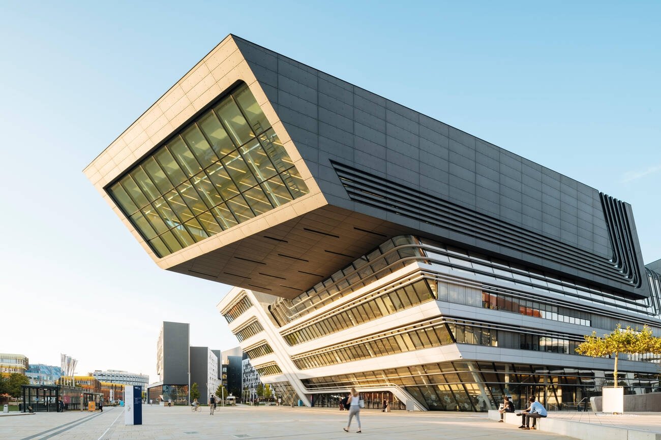 Exterior of Vienna University of Economics and Business Campus designed by Zaha Hadid Architects